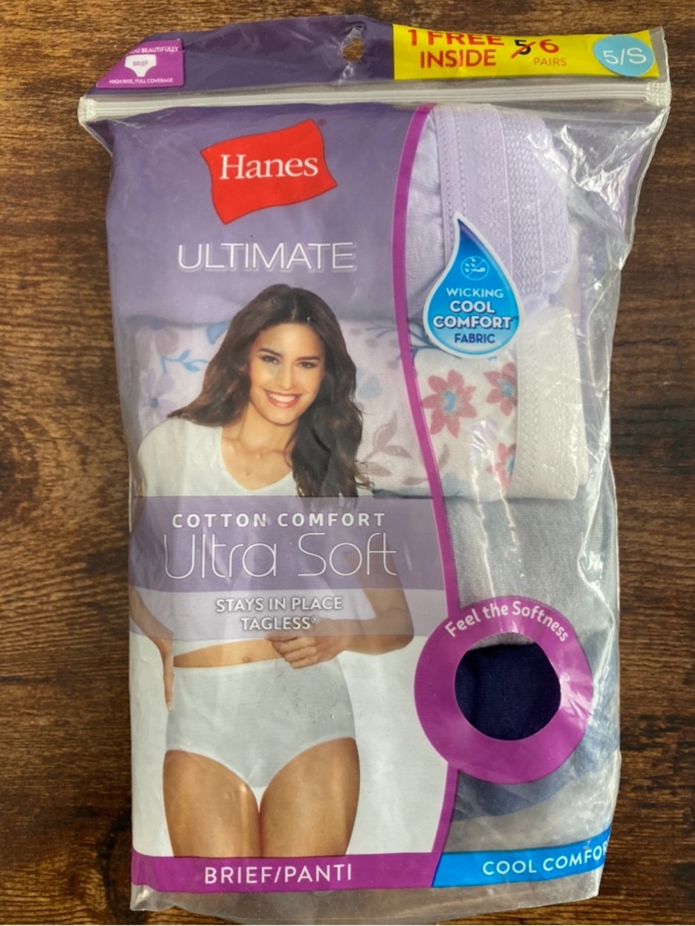 Hanes Ultimate Ultra Soft Briefs - White & Lavender - 5/S